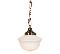 Frith Brass Opaque Retro Glass Schoolhouse Stairwell Pendant Light - Se Home