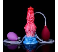 Fritosy Inflatable Squirt Dildo with Suction Cup - Realistic Penis Shape Anal Toy for Unisex Pleasure, Soft Silicone Design with Inflatable Bladder and Inflatable Pump Bladder(7.09in)