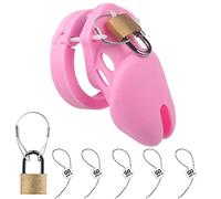 Fritosy Male Penis Cage Chastity Belt, BDSM Bondage Silicone Chastity Cage Chastity Device with 5 Different Sizes Cock Rings Sex Toys for Men