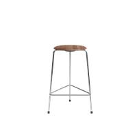 Fritz Hansen - High Dot Bar Stool, Walnut Veneer / Chrome - Walnut