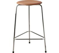 Fritz Hansen - High Dot Bar Stool, Walnut Leather / Chrome - Chrome