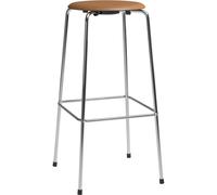 Fritz Hansen - High Dot™ Bar Stool With 4 Legs 76 cm, Chrome / Brown - Brown