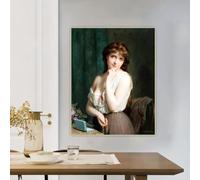 Fritz Zuber-Buhler "Young woman lost in thought with the presents of an admirer" Canvas Prints Paintings Home Decoration(60x75cm/No Framed)