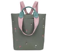 Fritzi Ju Limited Embro Bloom Women's Large Nylon Backpack City Backpack with Zip and Shoulder Strap Floral Embroidery Floral for Everyday Work Travel Leisure 19 L - Green, Beige, Green, Large