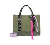 Fritzi Tote Bag Limited Happy Leo Women's Canvas Shopper Cotton Bag Shoulder Bag Handbag with Zip and Shoulder Strap Leopard Print for Everyday Shopping Work Travel 17L - Black, Olive