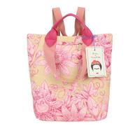 Fritzi x Frida Kahlo Ju Limited Bloom Backpack Women's Canvas Zip Inner Compartment Pockets Adjustable Shoulder Straps Short Handle Everyday Travel Leisure 28.5 x 35.5 x 11.5 cm - Yellow Pink, Green