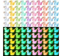 FRIUSATE 100 Pack Mini Ducks, Tiny Little Ducks Mini Resin Ducks Luminous Small Ducks Miniature Ducks for Fairy Garden Aquarium Landscape Dollhouse Ornament Diy Craft