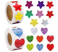 FRIUSATE 1000pcs Star Reward Stickers, Shiny Stars Stickers Self Adhesive Sparkly Sticker Foil Incentive Sticker for Children Reward Chart Kids Teachers Party Bags