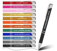 FRIUSATE 12Pcs Funny Cheeky Slogan Pens for Work - Novelty Rude Black Ink Retractable Ballpoint for Colleagues, Women, Men - Office Quirky Leaving Gift