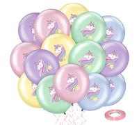 FRIUSATE 20 Pcs Unicorn Latex Balloons - 5 Colors for Birthday, Christmas, Baby Shower Party Supplies - Girls' Theme Helium Balloons