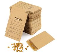 FRIUSATE 200 Pcs Seed Envelopes Self-Adhesive Seed Packets 6 * 8cm Brown Kraft Paper Envelopes with Types Name Template for Money Seed Notes Beads