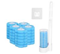 FRIUSATE 32 Pcs Toilet Brush Replacement Head with Handle, Disposable Toilet Brush Wall-mounted Holder Cleaner Set Toilet Wand Kit Disposable Toilet Cleaning System Toilet Cleaning Brush for Bathroom