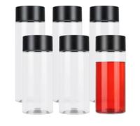 FRIUSATE 6 Pcs Plastic Juice Bottles, 400ml 300ml Clear PET Plastic Bottles Empty Reusable Drink Bottles Containers with Black Lids for Water, Juice, Milk and Other Homemade Beverages
