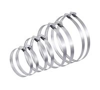 FRIUSATE 8 Pcs Jubilee Clips Stainless Steel Hose Clips Duct Clamps, Adjustable 72-165 mm Range, Worm Drive Clamp for Securing Hoses and Pipes Tube Assortment 4 Size