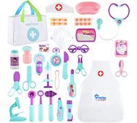 FRIUSATE Doctors Set for Kids, Doctors Kit Toy Playset with Doctor Bag,Stethoscope,Organ Apron Doctor Roleplay,Pretend Role Play Carry Case Toys Gifts for 3 4 5 6 Years Old Toddlers