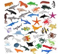 FRIUSATE Mini Sea Animal Figures - 46pc Under the Sea Creatures Toys for Children's Learning & Education
