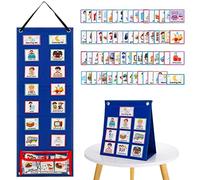 FRIUSATE Visual Timetable, Daily Routine Chart Children Planner Chart Visual Now and Next Board Learning Aid Tool with 70 Pieces Schedule Cards to Support Communication, Routine and Transition