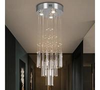 FRIXCHUR 11.8" Modern Crystal Chandelier 33.5" High Ceiling Chandeliers Small Bathroom Chandelier for Entryway Hallway Foyer Staircase