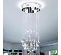 FRIXCHUR 29" Modern Crystal Pendant Light Chandelier for High Ceilings 3-Lights K9 Crystal Raindrop Flush Mount Chandeliers Gorgeous Pendant Lighting for Living Dining Room Hallway
