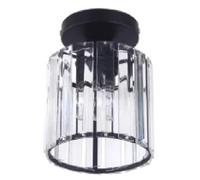FRIXCHUR Crystal Chandelier Ceiling Light Fixture 5.1 Inch Black Modern Mini Flush Mount Ceiling Lamp with E27 Socket for Hallway Bedroom Porch Cloakroom (Bulb Not Included) [Energy Class E]
