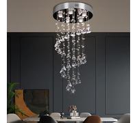 FRIXCHUR Modern Crystal Chandelier Ceiling Light Spiral Raindrop Flush Mount 5-Light GU10 Ceiling Lamp for Living Room Bedroom Dining Room Foyer Staircase (Bulbs Not Included)