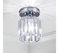 FRIXCHUR Small Chandelier Crystal Ceiling Light Semi Flush Mount Ceiling Lighting Fixture Modern Crystal Ceiling Lamp for Hallway Kitchen Island Dining Room Bedroom E27 Base Chrome