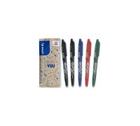 PILOT - FriXion Ball Erasable Rollerball Pen 0.7mm - Assorted - Pack of 5 | WRITE & ERASE: 0.7mm erasable rollerball pens in black, blue, red and green for colourful everyday notes & easy corrections.