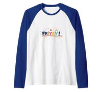 Friyay! Festive Weekend Celebration for Teachers Raglan Baseball Tee, Men, Royal Blue/White, S