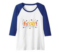 Friyay School Spirit Celebration for Students & Teachers Raglan Baseball Tee, Women, Royal Blue/White, M