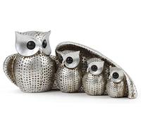 FriyGardcn Cute Silver Family of Four owl Figurines Home Décor Owl Sculpture with Three Baby Owls Décor for Shelf Owl Gifts Decoration for Owl Lovers Home,Office, Bookself…