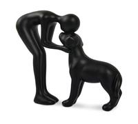 FriyGardcn Dog Sculpture Home Decor Cute Man and Dog Statue Decoration for Office、Living Room、Bedroom、Home， Memory Gifts for Pet Lovers (Black)