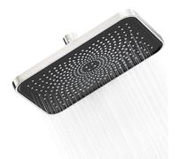 FRIYOYA Water-Saving Rainfall Shower Heads 10 Inch, Square Rain High Pressure Shower Head, Fixed Waterfall Overhead Shower Head with Universal Fitting,Matte Black