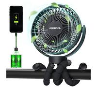 FRIZCOL Portable Stroller Fan, Use As Power Bank, 65H 12000mAh Battery Operated Fan Flexible Tripod Baby Car Seat Fans with Timming, Personal Mini Handheld/Desk/Small Clip On Fans For Stroller