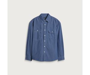 FrizmWORKS Men's 1920S Chambray Work Shirt Blue Medium