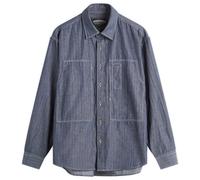 FrizmWORKS Men's Denim Carpenter Pocket Work Shirt Indigo Stripe