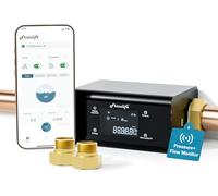 Frizzlife LP365-P Smart Water Monitor and Automatic Shutoff - 0.04L/min Ultrasonic Micro Leak Detection, Wi-Fi / APP Control, Flow/Temp/ Pressure Monitoring, 24/7 Water Usage Reports, Fits 3/4" and 1"
