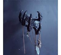 FRJINIE Witch's Demon Hand Wall Hanging Statues, Resin Retro Wall Art Mounted Hang Decoration, Gothic Halloween Decorations for Living Room, Entrance Hall, Room or Outdoor Key Jewelry Holder (Black)