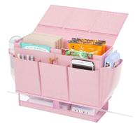 Frjjthchy Bedside Caddy Bedside Storage Organizer Bedside Storage Bag with Power Strip Holder and 2 Adjustable Straps for Bunk and Hospital Beds,Dorm Rooms Bed Rails with 11 Pockets (Pink)