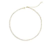 FRLUYNG Pearl Necklace 39 cm 4 mm Pearl Necklace with Tail Chain Delicate Small Necklace Freshwater Pearl Necklace White Handmade Vintage Necklace Jewellery for Women Girls