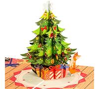 Frndly by Paper Love Christmas Tree Pop Up Card, Handcrafted 3D Popup Greeting Card For Christmas, Holidays, 100% Recycled and Eco-Friendly, 8" x 6" Cover - With Removable Note Tag