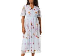 Frock and Frill Women's Embroidered Dress Special Occasion, Blue, 12