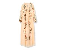 Frock and Frill Women's Floral Embroidered Dress Special Occasion, Almond, 10