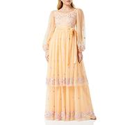Frock and Frill Women's Floral Embroidered Dress Special Occasion, Almond, 12