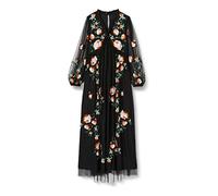 Frock and Frill Women's Floral Embroidered Dress Special Occasion, Black, 10