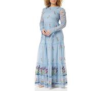 Frock and Frill Women's Floral Embroidered Dress Special Occasion, Blue, 12