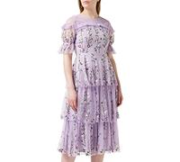 Frock and Frill Women's Floral Embroidered Dress Special Occasion, Lilac, 10