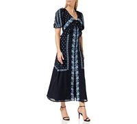 Frock and Frill Women's Floral Embroidered Dress Special Occasion, Navy, 8