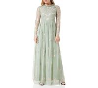 Frock and Frill Women's Floral Embroidered Dress Special Occasion, Sage, 10