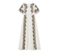 Frock and Frill Women's Joyce Embroidered Slimline Short Sleeve Maxi Party Dress, White (White #FFFFFF), 8 (Size:8)