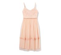 Frock and Frill Women's Juliette Strappy Embroidered Midi Dress Party, Orange (Peach #FFDAB9), (Size:14)